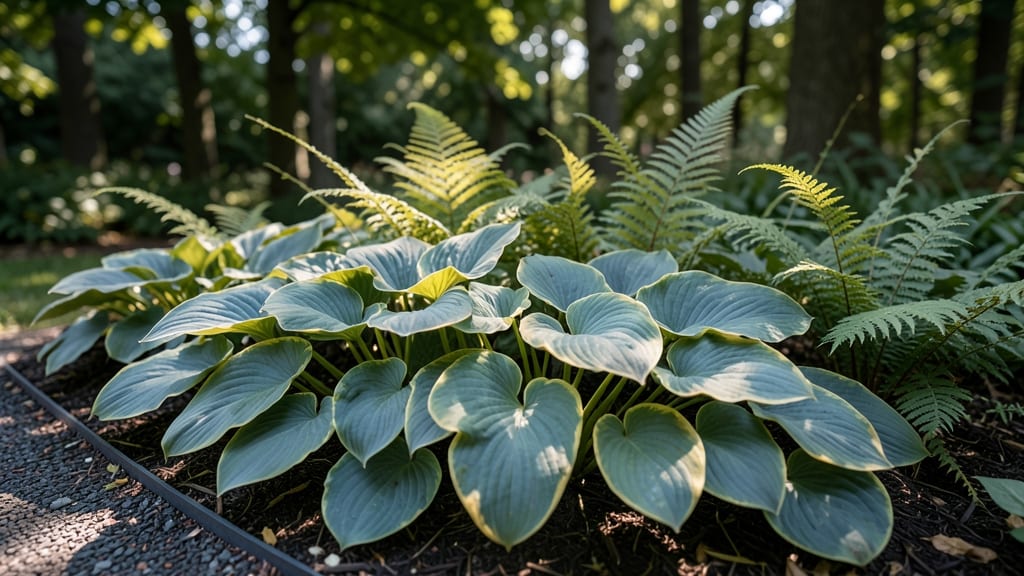 Hostas and Ferns for Textured Elegance