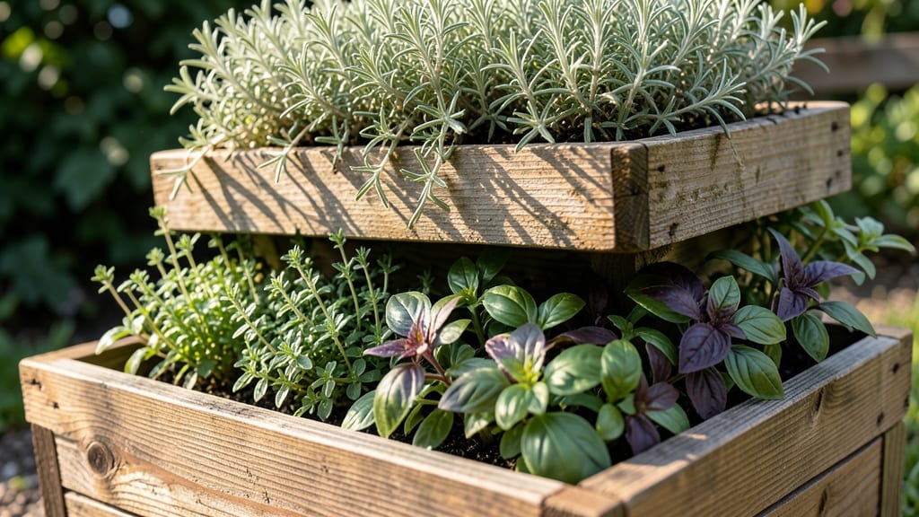 Tiered Wooden Raised Garden with Herbs