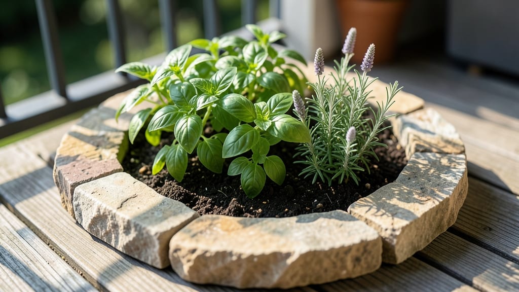 Stone Bordered Circular Herb Garden