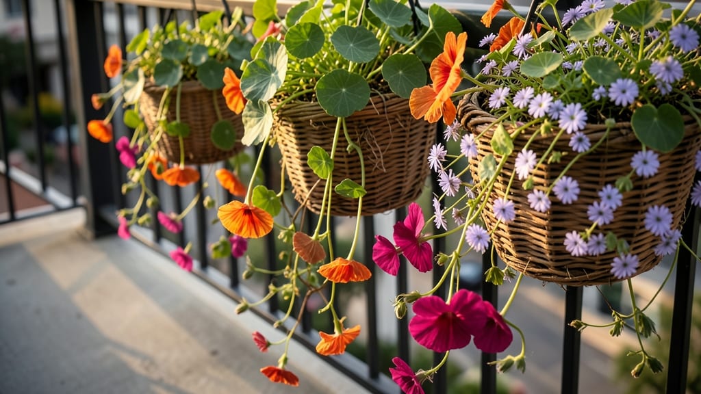 Container Garden with Hanging Baskets
