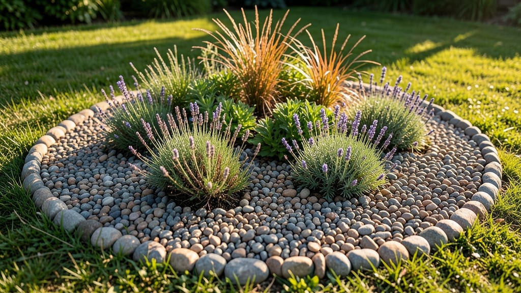 Gravel-Edged Circular Flower Bed