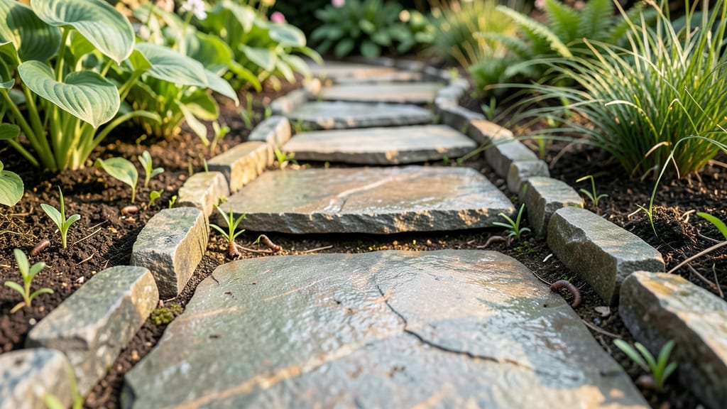 Stepping Stones with Built-in Edging