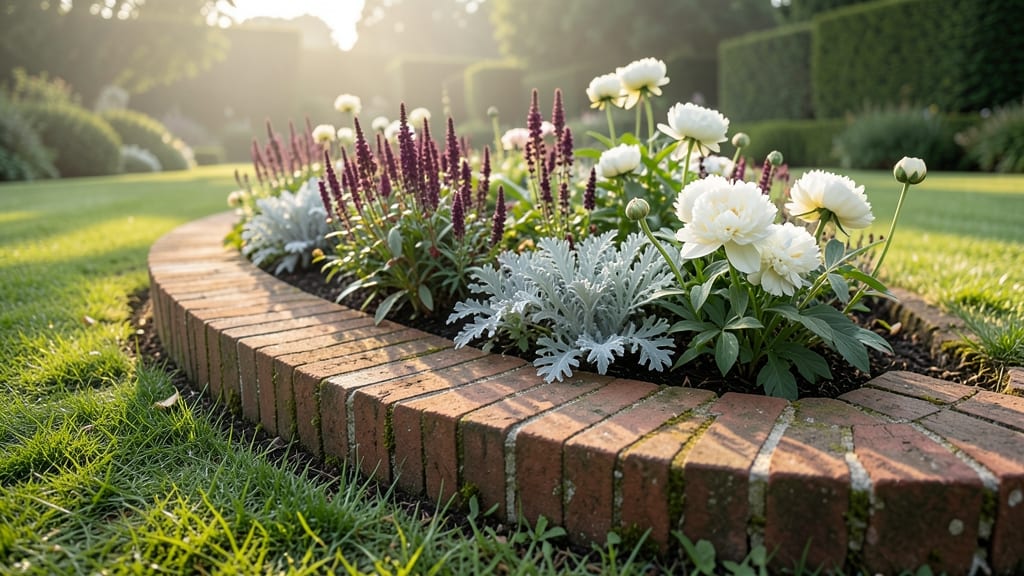 Curved Brick Edged Flower Bed