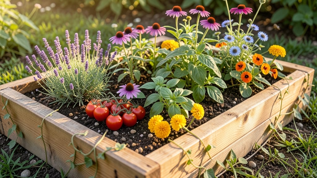 Edible Raised Flower Bed with Veggies