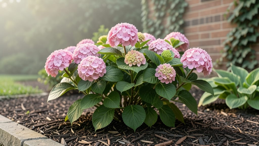 Garden Bed Along Foundation With Endless Summer Hydrangea: Year-Round Bloom Beauty in Low-Maintenance Design