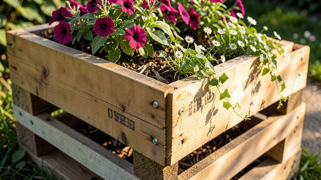 Pallet Wood Raised Flower Bed